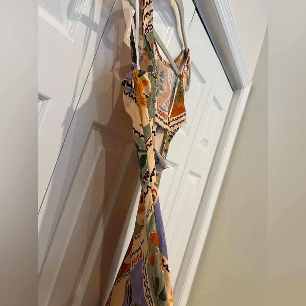 Paper heart Maxi Dress linen blend - stamps pattern - Picture 9 of 11